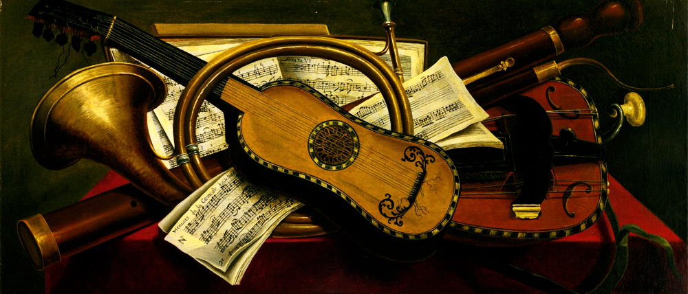 Nicolas Henri Jeaurat от Bertry. MUSICAL INSTRUMENTS AND SCORES ON A DRAPED TABLE / Фото из открытых интернет-источников