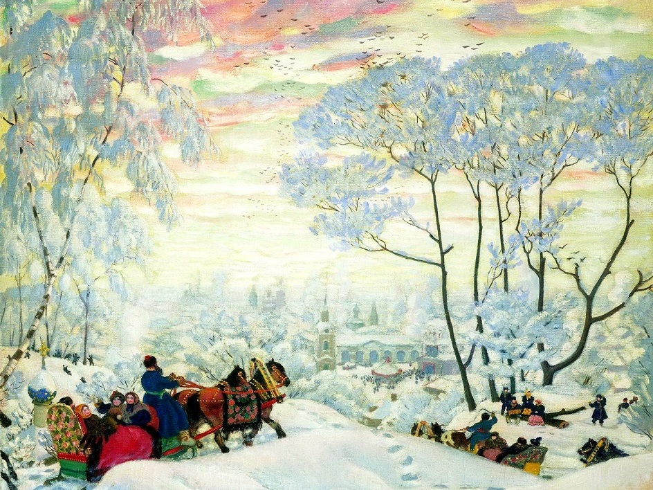 Борис Михайлович Кустодиев (1878 — 1927 гг.) «Зима», 1916 г. Холст/ масло. Частная коллекция