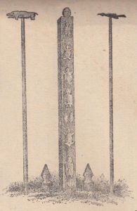 «Столбы с идолами, врываемые в землю перед жилищем туземцами при устье р. Сунгари»